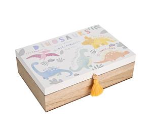 Widdop Petit Cheri Wooden Dinosaur Keepsake Box - Dinosaur Names Design - Perfect for Newborn or Baby Shower Gifts and Presents - Newborn Keepsake Baby Nursey Storage