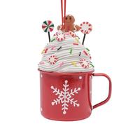 Widdop Red Mug with Cream & Gingerbread Man Decoration - Festive Ceramic Christmas Cup with Candy Cane & Sprinkle Detail - Decorative Winter Ornament for Seasonal Displays