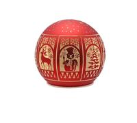Widdop Regal Tidings Glass LED Light Up Globe - Red Christmas Windows Scene with Reindeer, Snowman & Trees - Festive Seasonal Decoration
