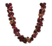 Widdop Regal Tidings Gold and Burgundy Garland - 120cm Luxury Christmas Decoration with Pine Cones, Faux Berries and Gold Detailing - Elegant Festive Garland for Mantelpieces and Staircases