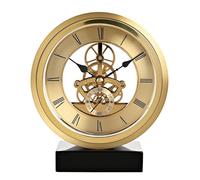 Widdop Round Skeleton Clock on Black Base with Roman Dial & Ultra-Precise Quartz Movement
