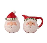 Widdop Santa & Friends Ceramic Nordic Sugar Bowl and Jug Set - Festive Christmas Tableware with Santa Design - Ceramic Creamer & Sugar Pot Gift