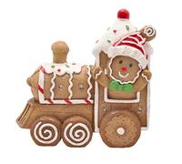 Widdop Santa & Friends LED Gingerbread Train Ornament 32cm - Festive Light Up Christmas Decoration with Gingerbread Effect - Indoor Christmas Display Figurine