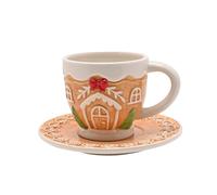 Widdop Santa & Friends Teacup and Saucer - Gingerbread House Ceramic Cup Set - Festive Christmas Drinkware - Seasonal Gift Idea