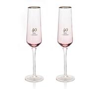 Widdop Set Of 2 Flute Glasses - 40Th Ruby Anniversary
