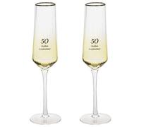 Widdop Set Of 2 Flute Glasses - 50Th Wedding Anniversary