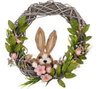 Widdop Spring Bunny Grapevine Easter Wreath With Faux Flowers And Greenery Door And Wall Decoration