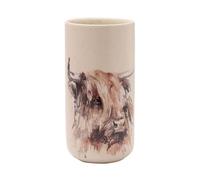 Widdop Tall Ceramic Vase - Highland Cow with Speckled Effect by Meg Hawkins - Lovely Gift Idea
