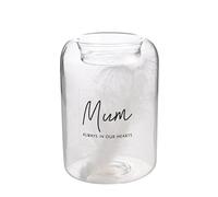 Widdop Thoughts of You Glass Tea Light Holder With Feather Inside - Mum - Memorial Commemorative Light Present Memory Sentimental Message