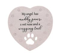 Widdop Thoughts Of You Polyresin Heart Shaped Dog Memorial Stone Plaque - Paw Print - Dog Pet Remembrance Tribute Bereavement Ornament Large