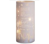 Widdop White Memorial Tube Light for Mum with Sentiment & Butterfly Motif