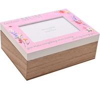 Widdop Wooden Mum Keepsake Memory Box With 4X6 Photo Frame Lid Storage For Photos Trinkets And Keepsakes