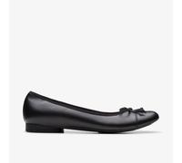Clarks Womens Loreleigh Rae Black Leather Ballet Pumps,Slip Ons