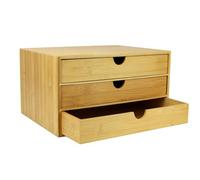 Wide A4 Bamboo Desk Organiser, 3 Drawer Storage Unit for Home or Office