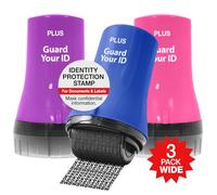 Wide Advanced ID Roller Stamp by Guard Your ID, Privacy Protection and Identity Theft Prevention, As Seen on TV (3-Pack, Blue, Pink, Purple)