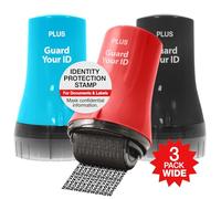 Wide Advanced Roller Stamp by Guard Your ID for Identity Theft Protection, As Seen on TV (3-Pack, Mixed Colors: Turquoise, Black, Red)