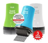 Wide Advanced Security Roller by Guard Your ID, Easy-to-Use Mess-Free Identity Protection Stamp (3-Pack, Mixed Colors: Turquoise, Green, White)