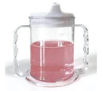 Wide Base Two Handled Drinking Cup with Drinking Lid | Adult Drinking Aid Mug Elderly Small Spout Drink Lid Double Handle Dementia Arthritis Weak Grip Drink Cup Stable