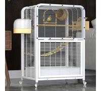 Wide Bird Cage, Budgie Cage, with Top Skylight, with Universal Wheels, Suitable for Budgies, Sun Parrots, Lovebirds, and Starlings(Clear,Small)