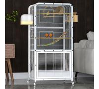 Wide Bird Cage, Budgie Cage, with Top Skylight, with Universal Wheels, Suitable for Budgies, Sun Parrots, Lovebirds, and Starlings(Clear,Large)