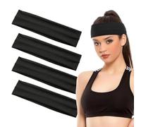 Wide Black Headbands for Women Men, 4 Pack Fashion Head Bands for Women's Hair, Soft Fabric Stretchy Hair Bands, Plain Stretchy Head Band, for Makeup, Yoga, Running, Sports, Black