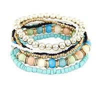 Wide Bracelet Colourful Pearl Bracelet Set, Cute Gift, Crystal Bracelet is for Friends, Sisters and Girls. Let Crystal Bracelet of Your Beautiful Friendship Women's Watch Digital Leather Strap