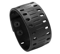 Wide Bracelet For Men Leather Cuff Bangle Punk Rock Vintage Wide Cuff Wristbands Adjustable Snap Button Hollowing Out Hand Jewelry For Men Women Black