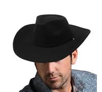 Wide Brim Denim Hat, European American Style Casual Winter Hat, Windproof Drawstring Upturned Brim Woolen, Outdoor Warm Cowboy SunHat For Men Women, Cotton, 16.93 Inch