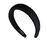 Wide Brim Headband, Soft Corduroy Waffle Sponge Filling Handmade Knitting Anti Slip Hair Hoop， For Autumn Winter Bangs Fixing Hairline Cover Lazy Style Commuting School Hair Accessory Black