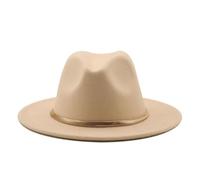 Wide Brim Simple Derby Top Hat Panama Solid Felt Fedoras Hat for Men Women Artificial Blend Jazz Cap(Beige)