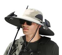 Wide Brim Solar Fan Outdoor Fishing Hat, Hat with Fan Built in, Solar Powered & USB Charging for Men Women Gardening & Outdoor Work (UK, Alpha, One Size, A)