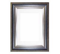 Wide Bucharest Range Photo frame/picture frame/poster frame with bespoke Mount - Silver Distressed Blue Frame with White Mount- 14"x11" for 12''x8 pictures
