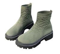 Wide Calf Boots For Women Round Toe Thick Bottom Shoes Large Size Flying Woven Boot Solid Colour Wearable Comfy Shoes Classic And Simple Style Boot Lightweight Breathe Non Slip Boots