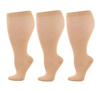 Wide Calf Compression Socks for Women Men, 3 Pairs Plus Size Extra Large Size Support Socks Stockings Reduces Swelling & Pain for Nurses Running Pregnant Travel Flight 20-25 mmHg