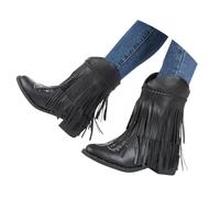 Wide Calf Cowboy Boots For Women White Cowboy Boots Cowgirl Boot For Women Round Toe Chunky Heel Embroidered Short Boot Tassel Weave Western Cow boy Shoes