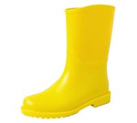 Wide Calf Wellies for Women Ladies Waterproof Boots Patterned Boots 2024 Women's Temperament England Rain Mid Calf Non Slip Wear Water Shoes Womens Short Leopard Rain (Yellow,6.5)