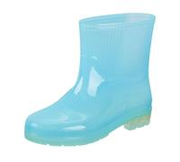 Wide Calf Wellies For Women Rain Boots Waterproof Slip-Resistant Durable Clear For Gardening,Farm Work,Fishing & Muddy Fields,UK Rainy Weather (Sky Blue,4)