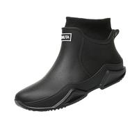 Wide Calf Wellies for Women Waterproof Ankle Boots Women Leather Hunting Boots Couples Beach Shoes Water Outdoor Yoga Summer Swim Warm Rubber (Black,36)