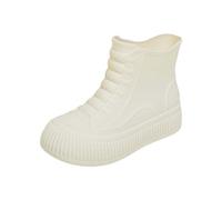 Wide Calf Wellies for Women Waterproof Boots for Women UK Mens Skin Industries Rain Slip Casual Shoes Short Ankle Boots Outdoor Casual Shoes Wedge Heel Rain (White,6)