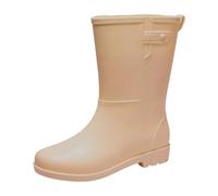 Wide Calf Wellies for Women Waterproof Boots Ladies Garden Shoes Pearly Boots Women's Rain Slip Casual Shoes Mid Ankle Outdoor Casual Womens Rain and Cold Weather Or Booties (Brown,6)