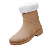 Wide Calf Wellies Ladies Waterproof Boots Garden Shoes Womens Boots Wide Width Short Rain for Womens Ankle Rainboot Garden Boot Ladies Rubber Outside Work with Comfort Men Far (Khaki,5.5)