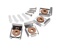 Wide Channel Mirror Clips, 4pcs Stainless Steel J-Clips for 1/4" Thick Mirrors, Heavy Duty Metal Hanger Brackets with Screws and Anchors for Bathroom, Gym, Office Wall Mounting, Silver Finish