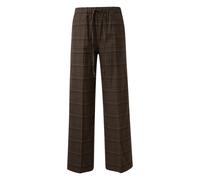Wide Checked Prince of Wales Trousers with Crease Women QS Marron 36