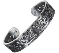 Wide Copper Bracelet Men Women Pewter Plated Celtic Solid Copper Bangle Cuff Good Luck Bracelet 6 Magnets Adjustable The Horseshoe-HSP (L: Wrist 19.5-22.5cm/7.6-8.75")