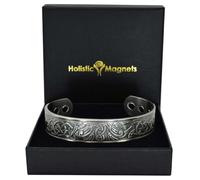 Wide Copper Magnetic Bracelet for Men Copper Wristband Pewter Plated 6 Magnets, Adjustable- Viking Eagle -VEP (M: Wrist 16.5-19.5cm/6.3-7.7”)