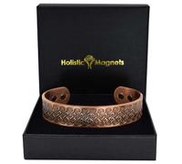 Wide Copper Magnetic Bracelet for Men Pure Copper Bangle Cuff 6 Magnets Adjustable-GF (L: Wrist 19.5-22.5cm/7.6-8.75")