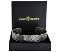 Wide Copper Magnetic Bracelet Men Celtic Pewter Plated Copper Bangle Cuff 6 Magnets Adjustable-CMP (M: Wrist 16.5-19.5cm/6.5-7.6")