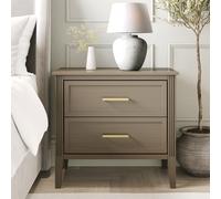 Wide Dark Wood 2 Drawer Bedside Table - Delilah