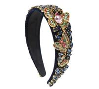 Wide-Edged Diamond-Studded Headband Women'S Simulation Three-Dimensional Diamond-Filled Butterfly Shiny Hair Accessory, Colorful