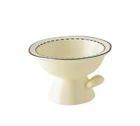 Wide Elevated Cat Bowls - Ceramic Cat Food Bowl Raised Cat Food Bowls Elevated Shallow Cat Food Dish, Whisker Fatigue, Lead & Cadmium Free, Good Height for Cat Feeding(Rice white)